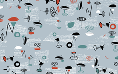 Assorted Hand Drawn Shapes Pattern Light Gray BG Seamless