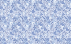 Blue Flowers and Leaves Seamless