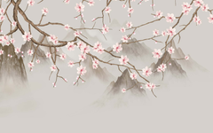 Cherry Blossoms on Mountains