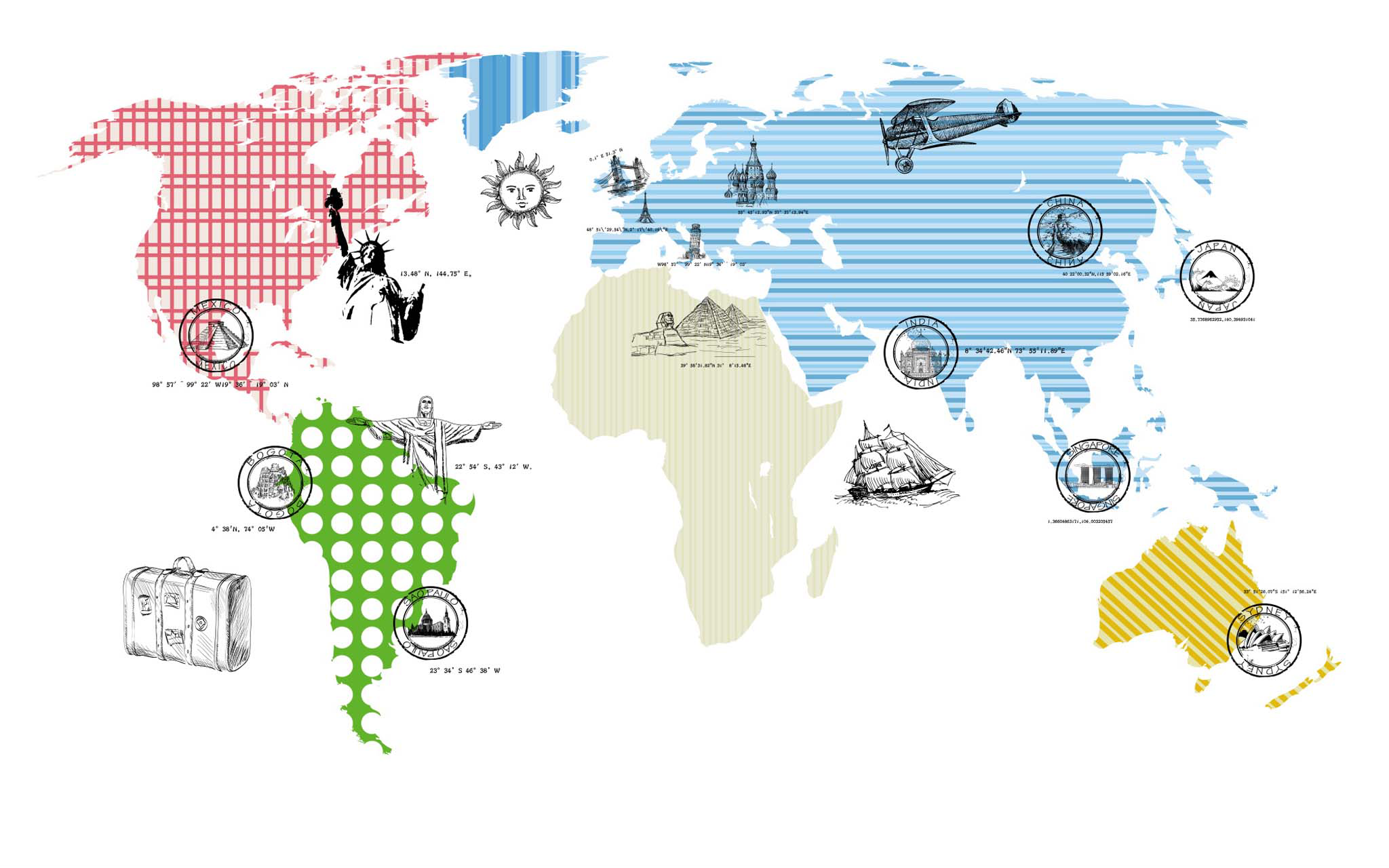 Colorful World Map on Roman Shade