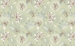 Cream and Brown Flower Pattern Light Green BG Seamless