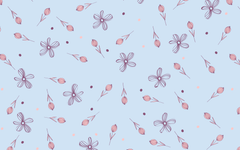 Flower Patterns Light Blue BG Seamless