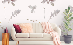 Grayish Plum Leaves Pattern Light Pink BG Seamless