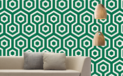 Green Hexagonal Pattern White BG Seamless