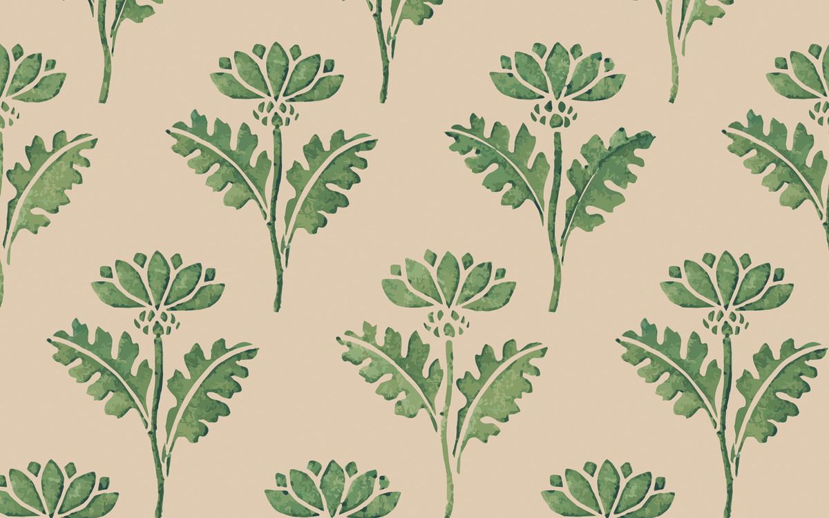 Green Plant Pattern Cream BG Seamless