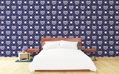 Heart Patterns Blue BG Seamless