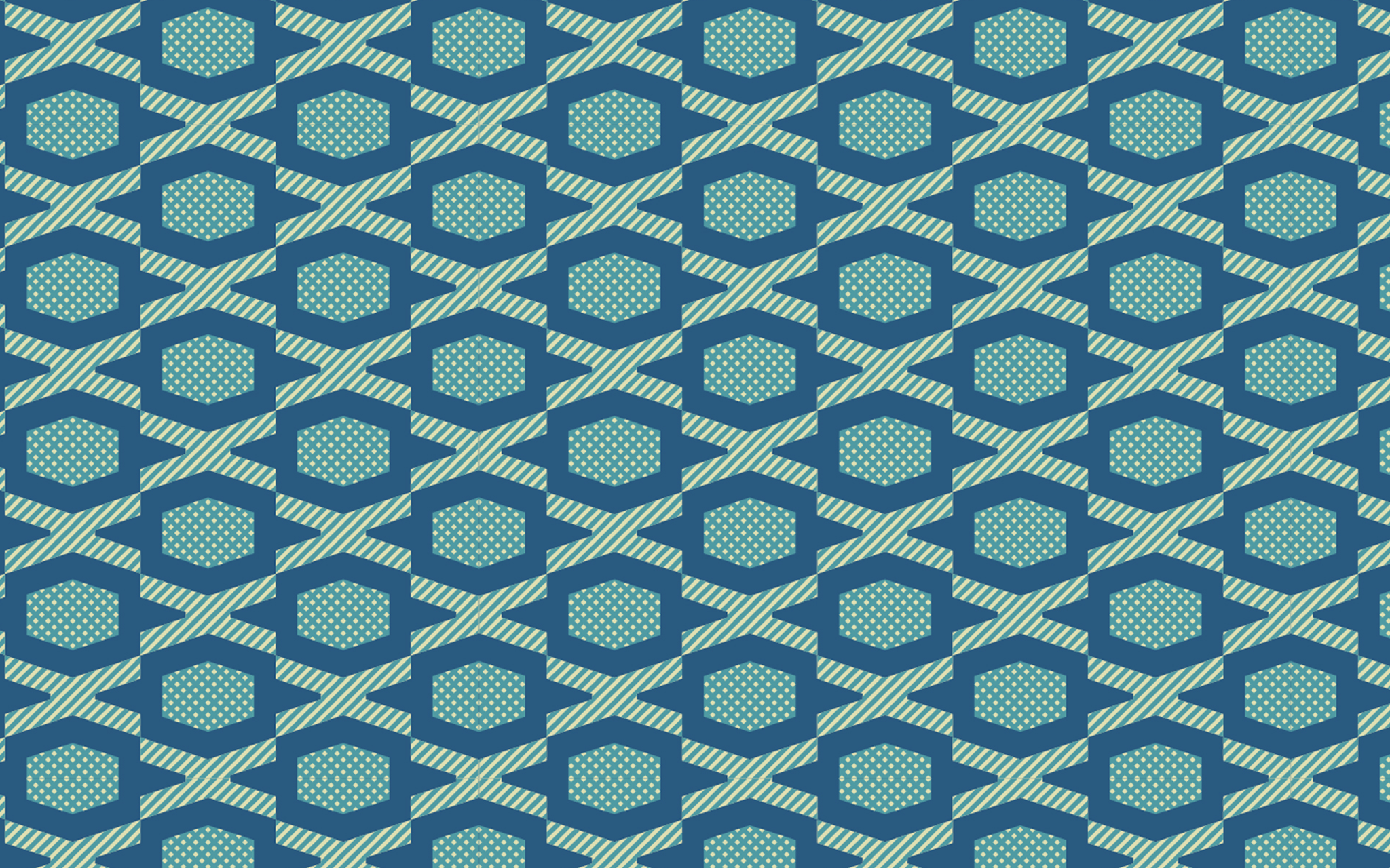 Hexagon-Like Shape Pattern Striped Blue BG Seamless