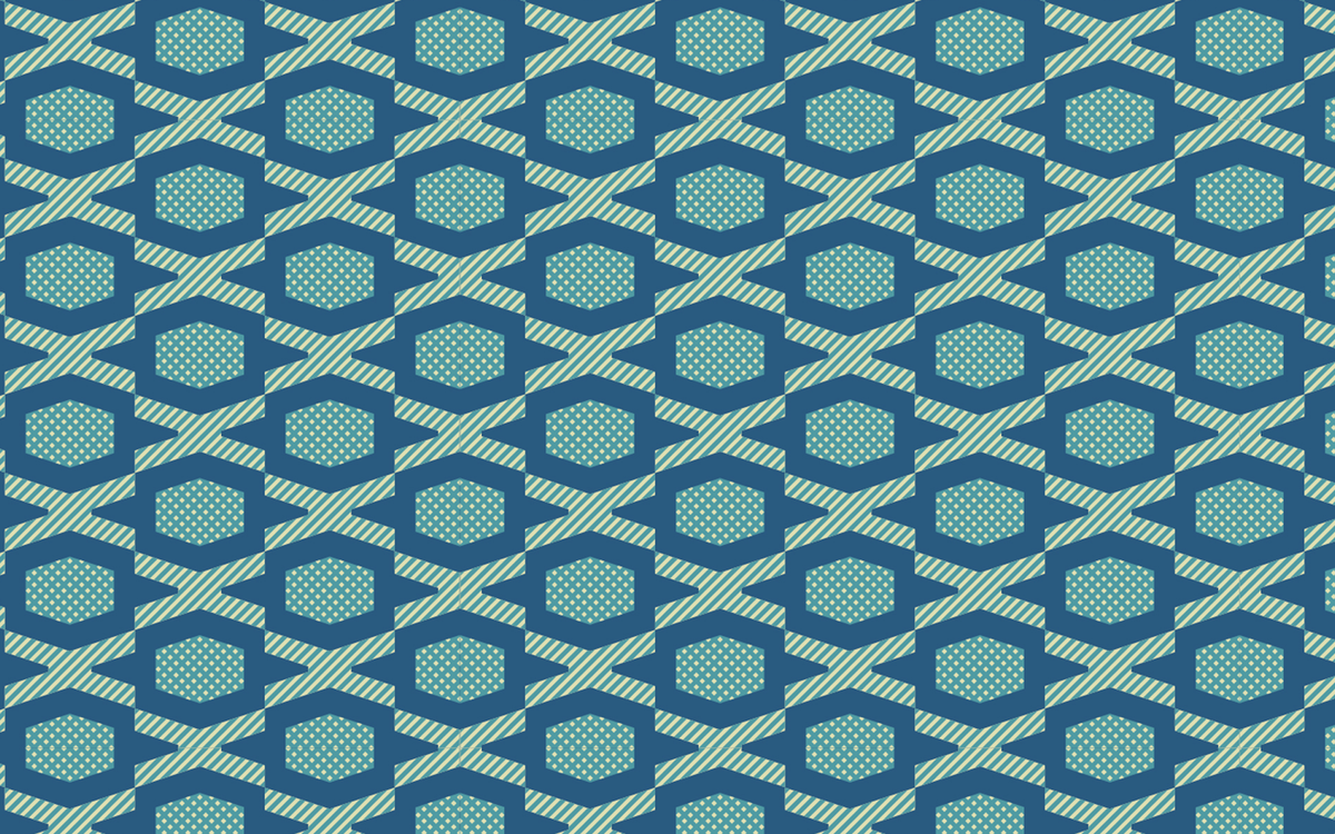 Hexagon-Like Shape Pattern Striped Blue BG Seamless