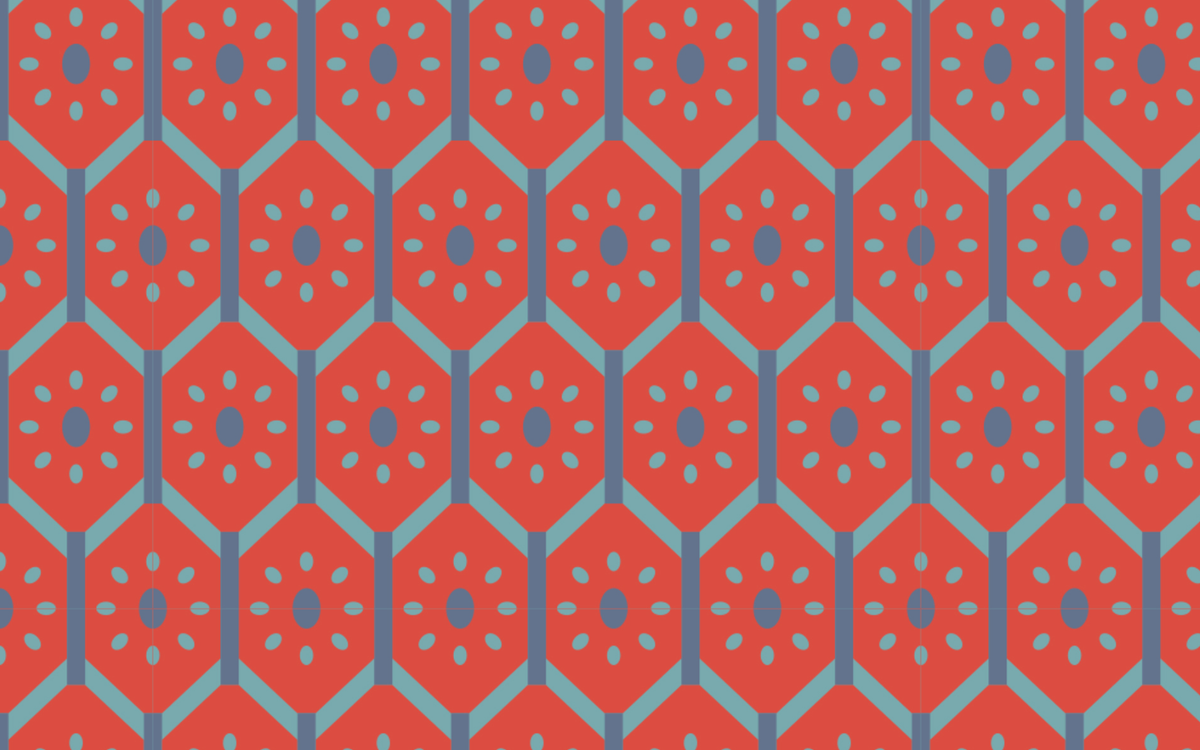 Hexagon and Oblong Patterns Red BG Seamless