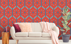 Hexagon and Oblong Patterns Red BG Seamless