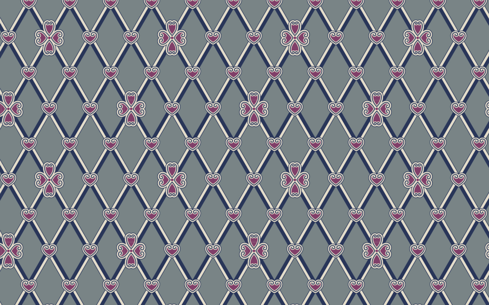 Purple Heart Pattern Gray BG Seamless