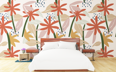 Rust Color Flowers Pattern Off-White BG Seamless