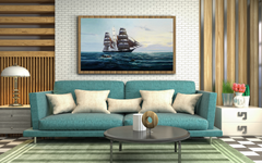 Sailing Boat on Wavy Sea