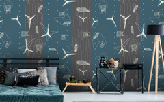 Sea Creatures Like Patterns Teal Gray BG Seamless