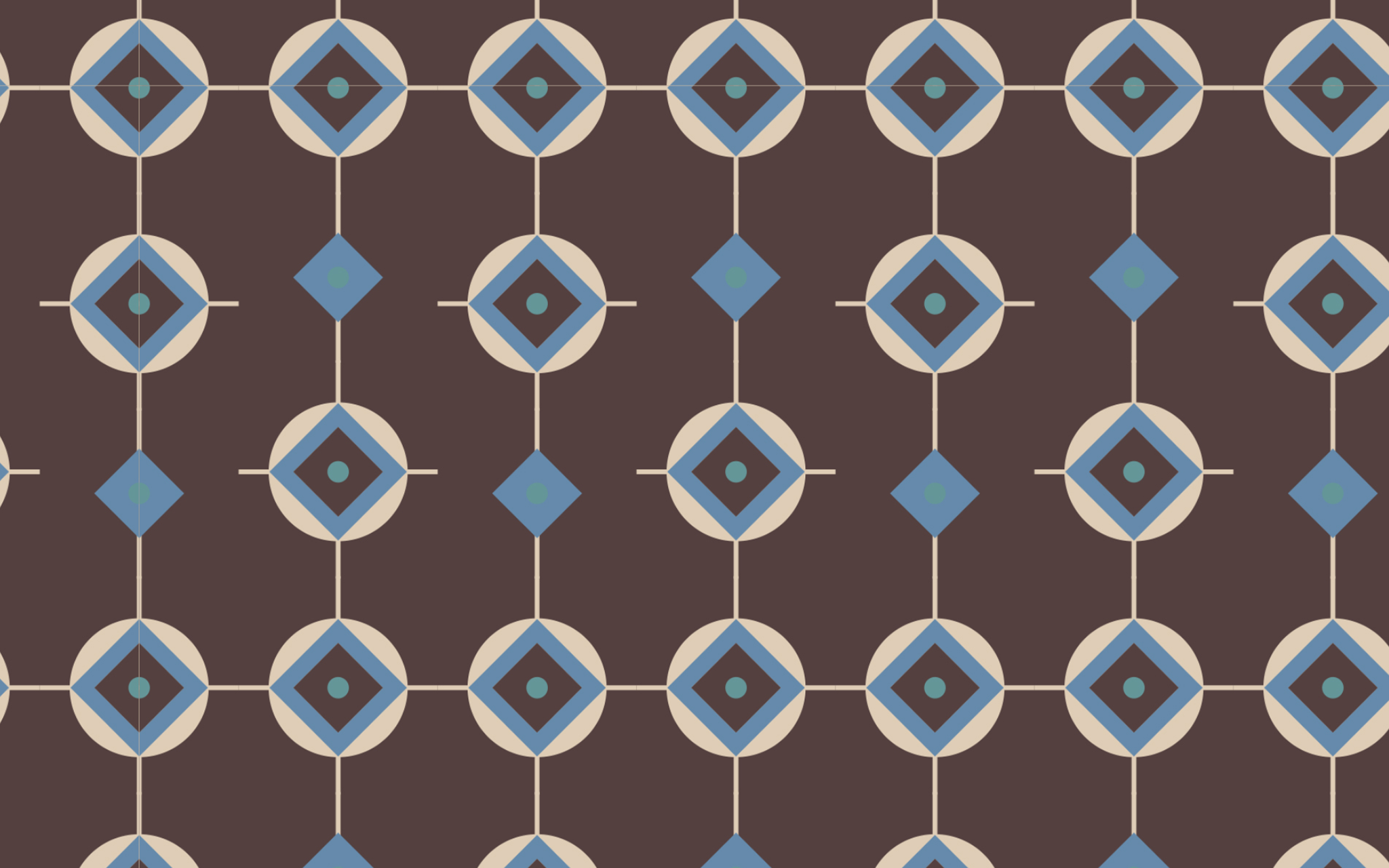 Square Inside Circles Pattern Brown BG Seamless