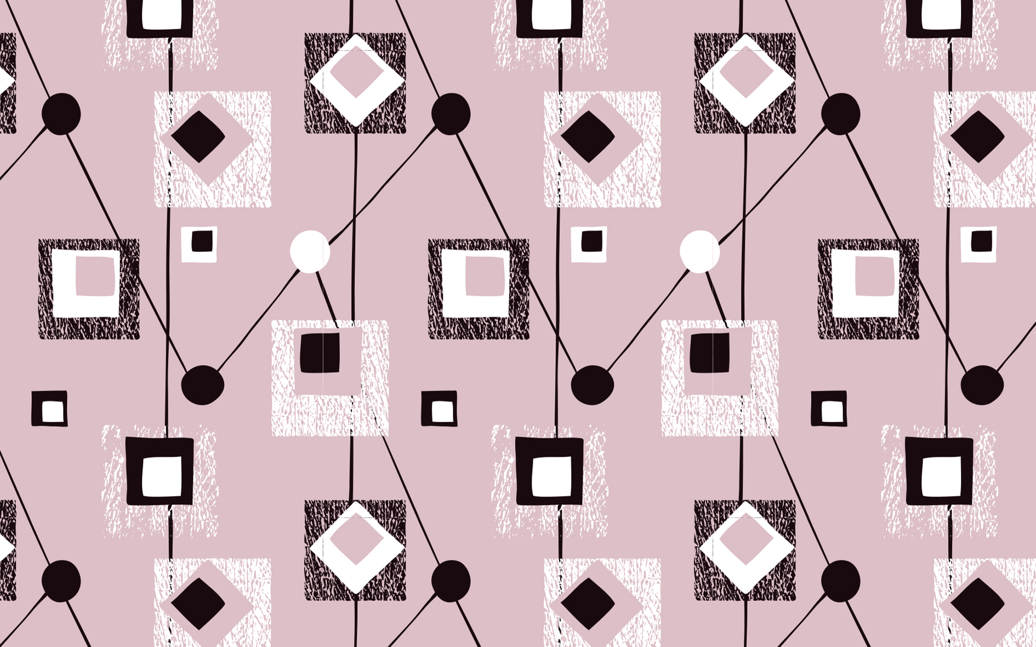 Squares and Circles Pattern Pink BG Seamless