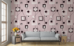 Squares and Circles Pattern Pink BG Seamless