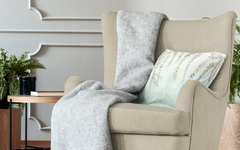 Thin Leaves Light Green Backdrop on Throw Pillow