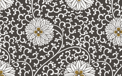 White Big Flowers Gray BG Seamless