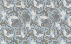 White Butterfly Pattern Light Blue BG Seamless