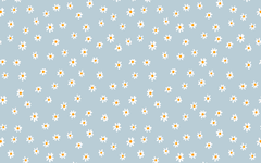 White Flower Pattern Light Blue BG Seamless