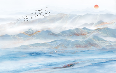 Birds in The Sky Marble Landscape